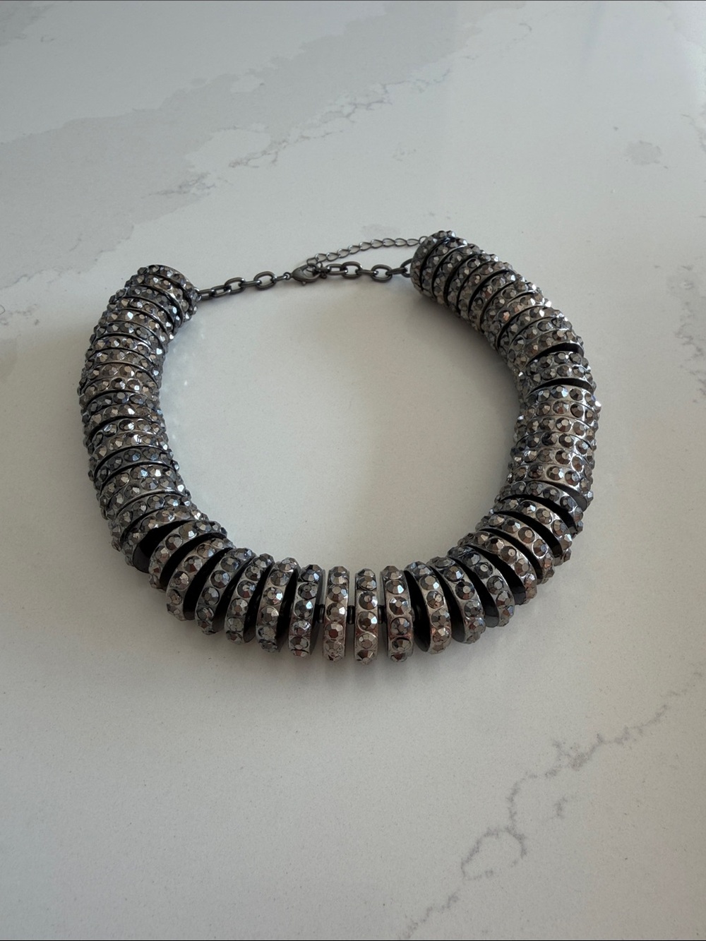 BN Holiday collection Sparkling Gunmetal Crystal Statement Necklace Chocker